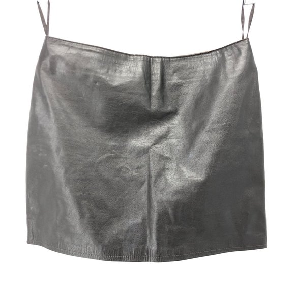 Theory Size 2 Leather Black Brown Chocolate Dark Brown Mini Skirt - Picture 16 of 16